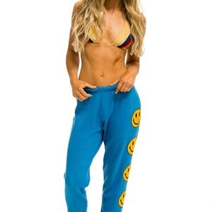 Aviator Nation Blue Smiley Sweatpants